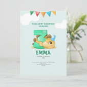 恐竜の3歳の誕生日の子供の招待 招待状 (スタンド正面)