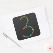 恐竜の3歳の誕生日 スクエアシール (封筒)