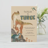 恐竜の3歳誕生日パーティー招待状 招待状 (スタンド正面)