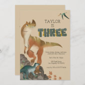 恐竜の3歳誕生日パーティー招待状 招待状 (正面/裏面)