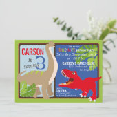 恐竜の3歳誕生日招待状 招待状 (スタンド正面)