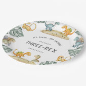 恐竜の3歳誕生日 三レックスパーティー ペーパープレート (アングル)