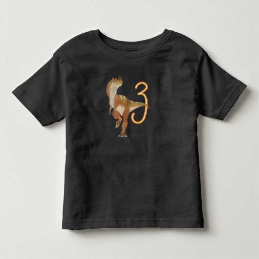 恐竜の3歳誕生日　幼児用Tシャツ トドラーTシャツ (正面)