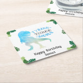 恐竜の3番目の誕生日パーティーブルーティラノサウルスレックス スクエアペーパーコースター (アングル)