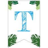 恐竜の3番目の誕生日パーティーブルーティラノサウルスレックス バンティングフラッグ (第1の旗)