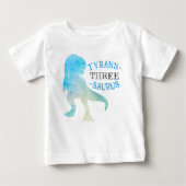 恐竜の3番目の誕生日パーティーブルーティラノサウルスレックス ベビーTシャツ (正面)