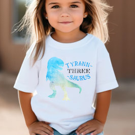 恐竜の3番目の誕生日パーティーブルーティラノサウルスレックス ベビーTシャツ