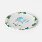 恐竜の3番目の誕生日パーティーブルーティラノサウルスレックス ペーパープレート (アングル)