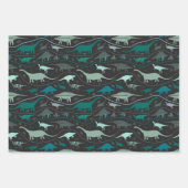 恐竜の3色の地層群！ ラッピングペーパーシート (正面3)