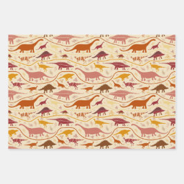 恐竜の3色の地層群！ ラッピングペーパーシート