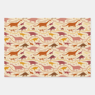 恐竜の3色の地層群！ ラッピングペーパーシート