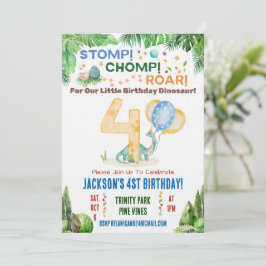 恐竜の4歳の誕生日パーティーの招待状 招待状