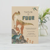 恐竜の4歳の誕生日パーティー招待状 招待状 (スタンド正面)