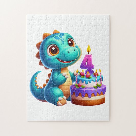 恐竜の4歳の誕生日 ジグソーパズル (縦)
