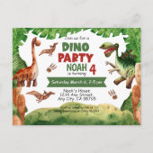 恐竜の4歳誕生日パーティー招待状ポストカード ポストカード (正面)