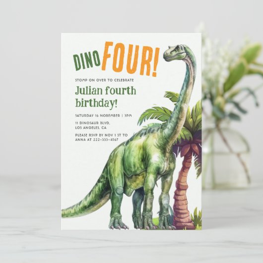 恐竜の4歳誕生日 招待状 (スタンド正面)