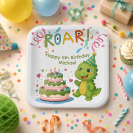 恐竜の5歳の誕生日ペーパープレート ペーパープレート