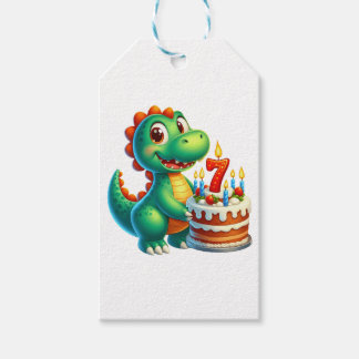 恐竜の7歳の誕生日 ギフトタグ