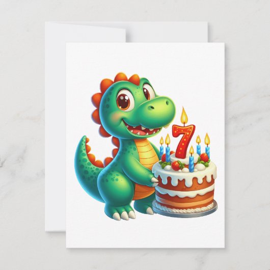 恐竜の7歳の誕生日 招待状 (正面)