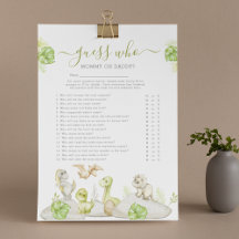 恐竜の「誰かな？」ベビーシャワーゲーム