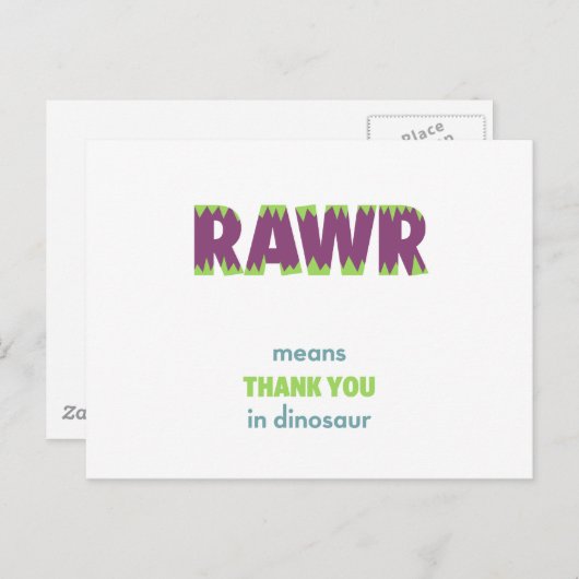 恐竜の「RAWR」は「ありがとう」の意味 ポストカード (正面/裏面)