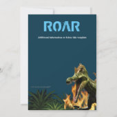 恐竜のDIY写真少年のテーマパーティーの炎の青 招待状 (裏面)