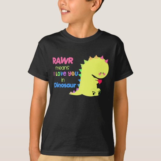 恐竜のRawrのかわいいワイシャツ Tシャツ (正面)