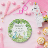 恐竜のRAWR男の子の赤ちゃんシャワー ペーパープレート (パーティー)