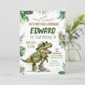 恐竜のTパーティークールのようなレックス誕生日 招待状 (スタンド正面)
