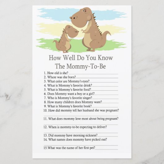 恐竜のTレックスどのように良い赤ちゃんシャワーを知っている (正面)