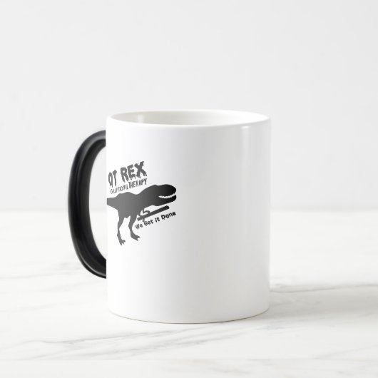 恐竜のTレックスの作業療法のギフトを意欲を起こさせて下さい モーフィングマグカップ (正面左)
