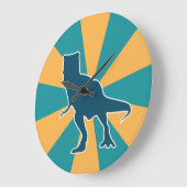 恐竜のtレックスの黄色い青いダイノ少年用の部屋 ラージ壁時計 (傾斜)