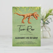 恐竜のTレックスの2歳の誕生日パーティー 招待状 (スタンド正面)
