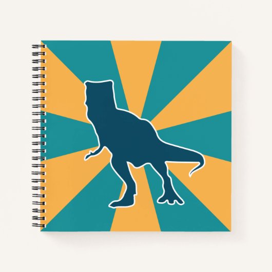 恐竜のTレックスカラフル漫画 ノートブック (正面)