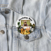 恐竜のTレックス先史時代の写真の火の少年 缶バッジ (インサイチュ)