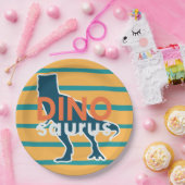恐竜のTレックス黄色の漫画の誕生日の男の子 ペーパープレート (パーティー)