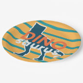 恐竜のTレックス黄色の漫画の誕生日の男の子 ペーパープレート (アングル)