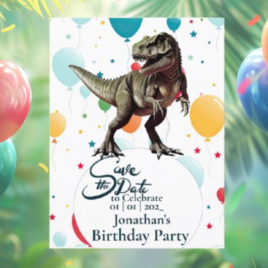 恐竜のT-Rexの誕生日　保存日付 ポストカード