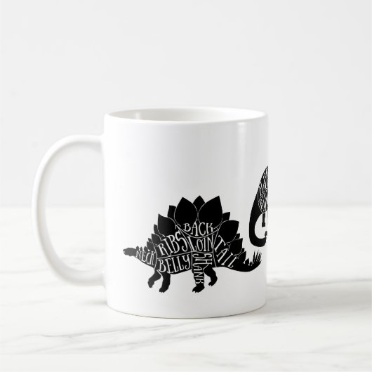 恐竜のTrexのディプロドクス肉は図表図表を切ります コーヒーマグカップ (左)