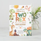 恐竜のTWO-REX君 2歳の誕生日パーティー招待状 招待状 (スタンド正面)