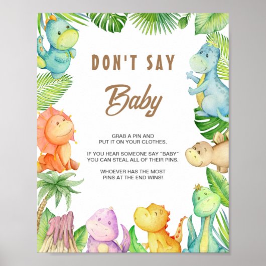 恐竜はベビー標識を言わない ポスター (正面)