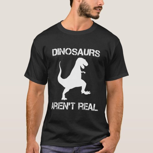 恐竜はホアックスで実在はない Tシャツ (正面)