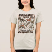 恐竜は本を読まなかったTシャツ | 面白い恐竜本 トライブレンドＴシャツ (正面)