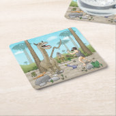 恐竜は石器時代に出会う スクエアペーパーコースター (アングル)