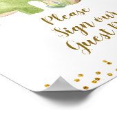 恐竜は私たちのゲストブックに署名してくださいベビーシャワー ポスター (角)