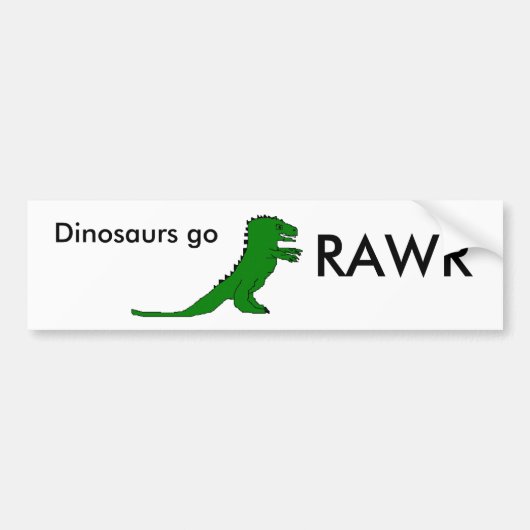 恐竜は、RAWR行きます バンパーステッカー (正面)
