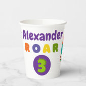 恐竜よくはしゃぐの3年誕生日 紙コップ (左)