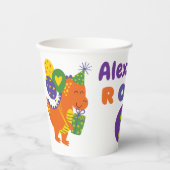 恐竜よくはしゃぐの3年誕生日 紙コップ (正面)