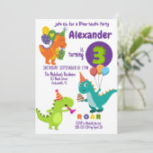 恐竜よくはしゃぐ3年誕生日招待状 招待状 (スタンド正面)