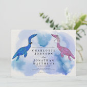 恐竜をテーマにしたウェディング　水彩の海の招待状 招待状 (スタンド正面)